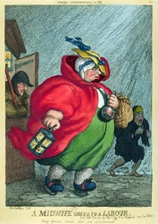 Een vroedvrouw op weg naar een bevalling, 1811